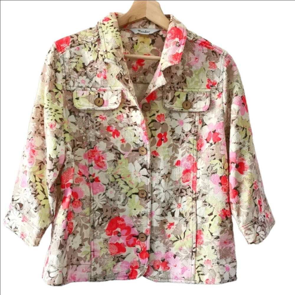 TanJay women's flora cottagecore l tapestry blazer. Size 10. EUC